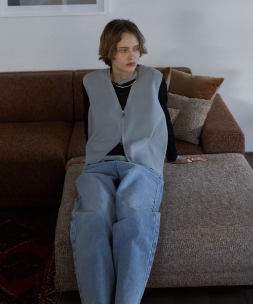 ZIPリブニットベスト【オールシーズン着用可能！】（ベスト）｜Aunt