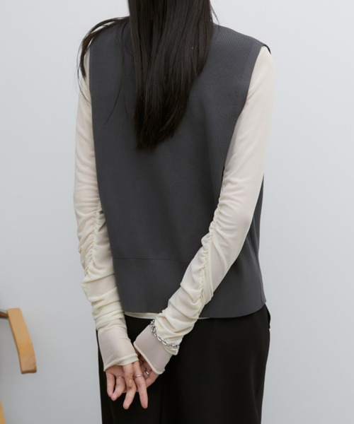 Aunt Marie's(アントマリーズ)の「ZIPリブニットベスト【オールシーズン着用可能!】(ベスト・レディース・チャコールグレー/ライトグレー・FREE)」の5枚目の写真