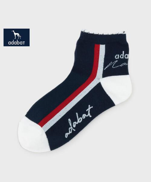 adabat(アダバット)の「◆【新レーベル ADABAT NAVY】サイドラインショートソックス(ソックス/靴下・レディース・ホワイト/ネイビー/レッド系1・00)」の3枚目の写真