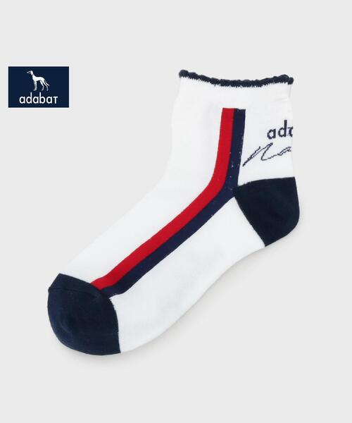 adabat(アダバット)の「◆【新レーベル ADABAT NAVY】サイドラインショートソックス(ソックス/靴下・レディース・ホワイト/ネイビー/レッド系1・00)」の2枚目の写真