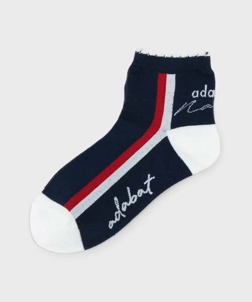 adabat(アダバット)の「◆【新レーベル ADABAT NAVY】サイドラインショートソックス(ソックス/靴下・レディース・ホワイト/ネイビー/レッド系1・00)」の4枚目の写真