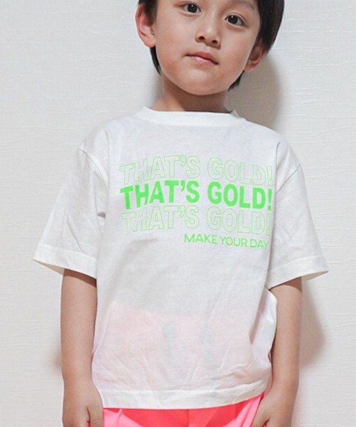 MAKE YOUR DAY（メイクユアデイ）の「GOLDGOLDGOLD半袖Tシャツ■80～140cm（Tシャツ/カットソー・キッズ・ブラック/ライム・140/90/80/100/110/120/130）」の2枚目の写真