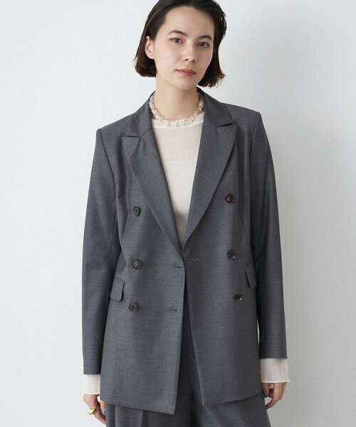 Drawing Numbers(ドローイング ナンバーズ)の「【Drawing Numbers】ダブルプレーンジャケット(テーラードジャケット・レディース・ネイビー/チャコールグレー・38)」の4枚目の写真