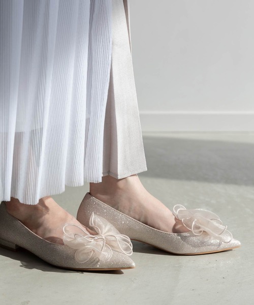 RANDA（ランダ）の「2WAY リボンラメフラットパンプス（パンプス