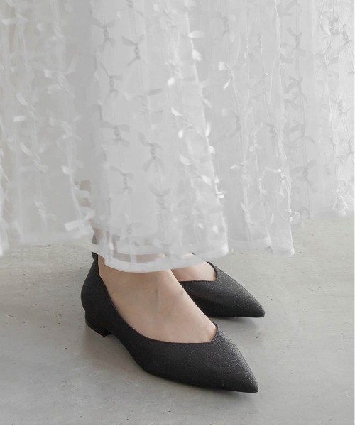 RANDA（ランダ）の「2WAY リボンラメフラットパンプス（パンプス