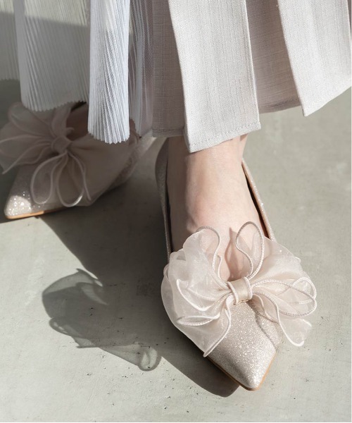 RANDA（ランダ）の「2WAY リボンラメフラットパンプス（パンプス