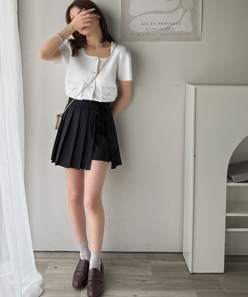 mily bilet（ミウィビレット）の「【mily bilet】大人の可愛さを演出。ダブルリボンプリーツ使いスカパン（スカート・レディース・ブラック/グレー・MEDIUM/X-LARGE/LARGE/SMALL）」の20枚目の写真