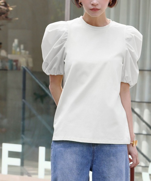 ELFRANK(エルフランク)の「ボリュームスリーブカットソー(Tシャツ/カットソー・レディース・イエロー/オフホワイト/ブラック・FREE)」の5枚目の写真