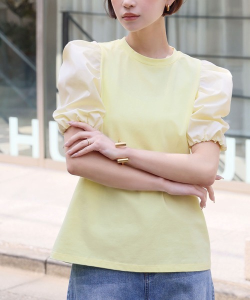 ELFRANK(エルフランク)の「ボリュームスリーブカットソー(Tシャツ/カットソー・レディース・イエロー/オフホワイト/ブラック・FREE)」の7枚目の写真