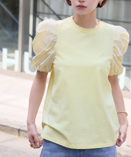 ELFRANK(エルフランク)の「ボリュームスリーブカットソー(Tシャツ/カットソー・レディース・イエロー/オフホワイト/ブラック・FREE)」の9枚目の写真