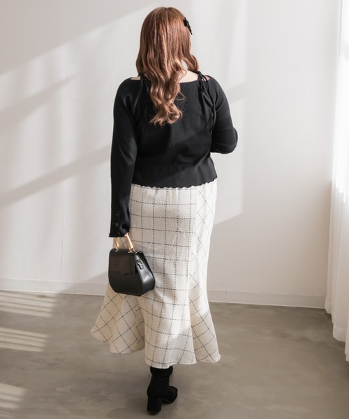 CLETTE(クレット)の「ステッチチェック柄マーメイドスカート(スカート・レディース・ブラック/アイボリー・3L/LL/4L)」の17枚目の写真