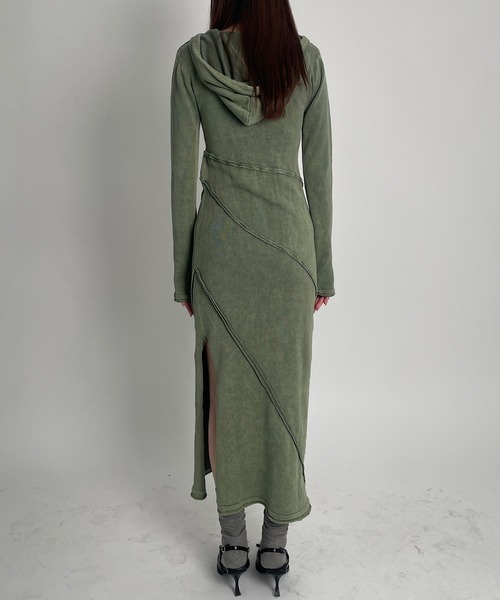 セール】ニットハーフジップロングワンピース（ワンピース