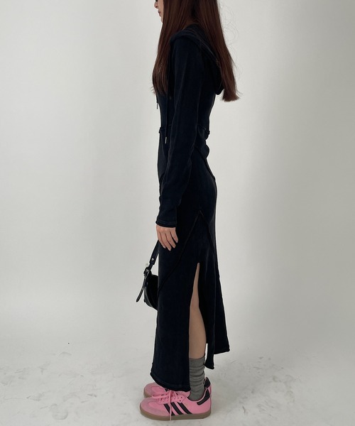 ハーフジップニットワンピース　ROGER AND RAW セール】ニットハーフジップロングワンピース（ワンピース