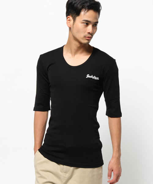 JACKROSE（ジャックローズ）の「【超長綿】Uネック5分袖Tシャツ（Tシャツ/カットソー・メンズ・ブラック/ワイン/ホワイト/グレー・XL/M/L）」の15枚目の写真