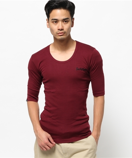 JACKROSE（ジャックローズ）の「【超長綿】Uネック5分袖Tシャツ（Tシャツ/カットソー・メンズ・ブラック/ワイン/ホワイト/グレー・XL/M/L）」の14枚目の写真