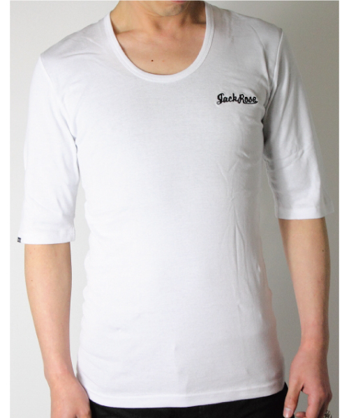 JACKROSE（ジャックローズ）の「【超長綿】Uネック5分袖Tシャツ（Tシャツ/カットソー・メンズ・ブラック/ワイン/ホワイト/グレー・XL/M/L）」の17枚目の写真