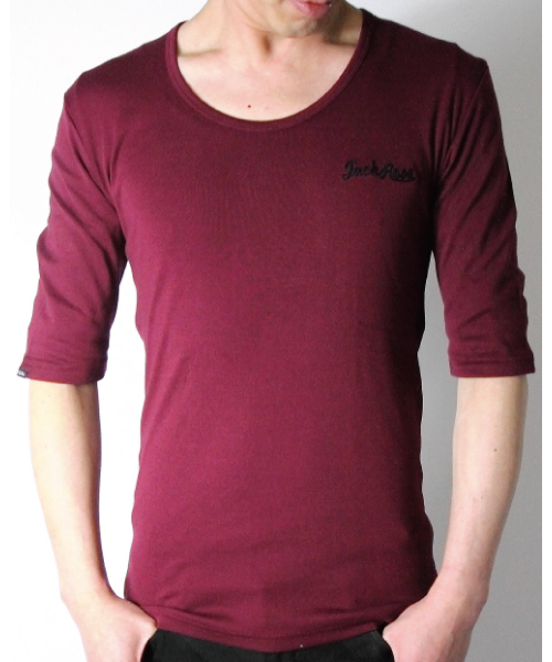 JACKROSE（ジャックローズ）の「【超長綿】Uネック5分袖Tシャツ（Tシャツ/カットソー・メンズ・ブラック/ワイン/ホワイト/グレー・XL/M/L）」の19枚目の写真