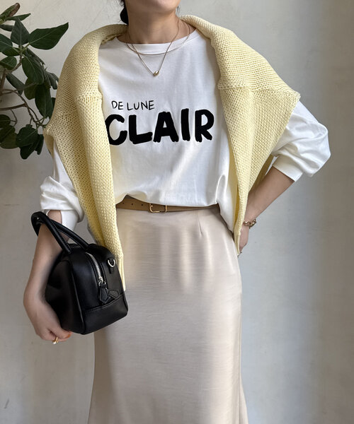 DouDou(ドゥドゥ)の「【WEB限定】CLAIRハンドロゴロンTEE(Tシャツ/カットソー・レディース・オフホワイト/ネイビー/ブラック・FREE)」の8枚目の写真