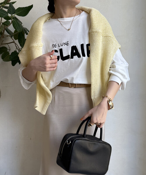 DouDou(ドゥドゥ)の「【WEB限定】CLAIRハンドロゴロンTEE(Tシャツ/カットソー・レディース・オフホワイト/ネイビー/ブラック・FREE)」の9枚目の写真