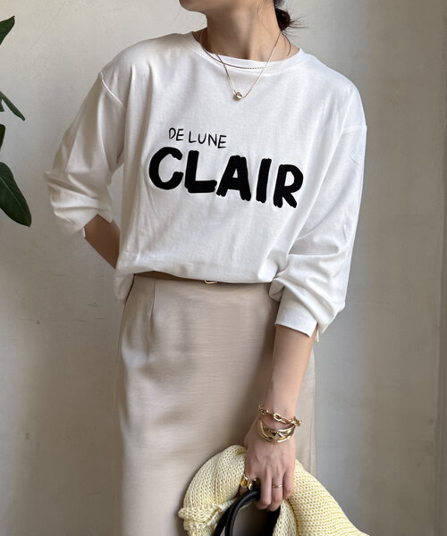 DouDou(ドゥドゥ)の「【WEB限定】CLAIRハンドロゴロンTEE(Tシャツ/カットソー・レディース・オフホワイト/ネイビー/ブラック・FREE)」の11枚目の写真