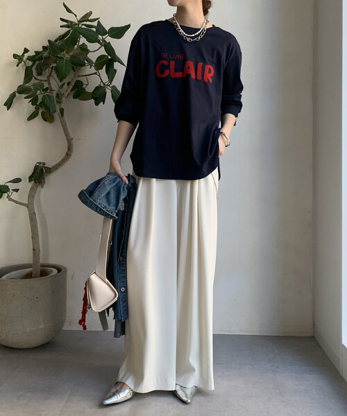 DouDou(ドゥドゥ)の「【WEB限定】CLAIRハンドロゴロンTEE(Tシャツ/カットソー・レディース・オフホワイト/ネイビー/ブラック・FREE)」の22枚目の写真
