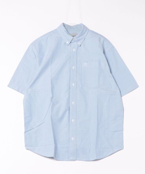 ★ドイツ発*carhartt WIP*Braxton オクスフォード半袖シャツ/A★ Carhartt-WIP Braxton Shirt - Bleach Blue/Wax | Urban Excess