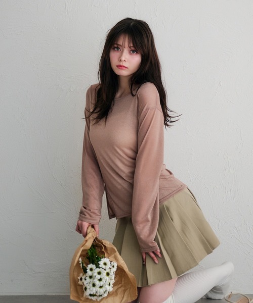 fupel（フぺル）の「2way lame sheer ribbon tops / 2wayラメシアーリボントップス（Tシャツ/カットソー・レディース・ブルー/ピンク・FREE）」の9枚目の写真