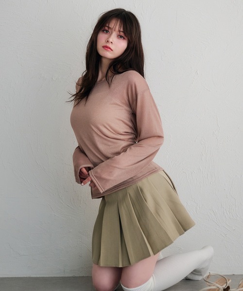 fupel（フぺル）の「2way lame sheer ribbon tops / 2wayラメシアーリボントップス（Tシャツ/カットソー・レディース・ブルー/ピンク・FREE）」の10枚目の写真