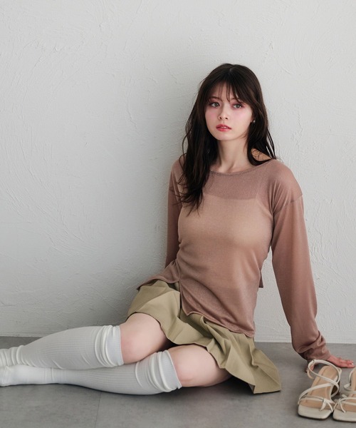 fupel（フぺル）の「2way lame sheer ribbon tops / 2wayラメシアーリボントップス（Tシャツ/カットソー・レディース・ブルー/ピンク・FREE）」の13枚目の写真