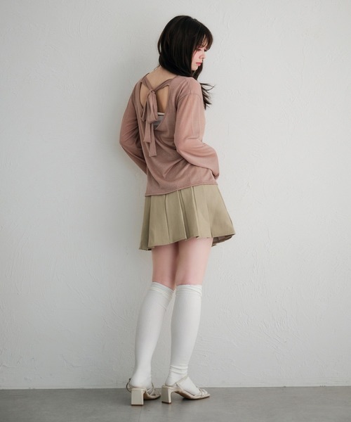 fupel（フぺル）の「2way lame sheer ribbon tops / 2wayラメシアーリボントップス（Tシャツ/カットソー・レディース・ブルー/ピンク・FREE）」の16枚目の写真