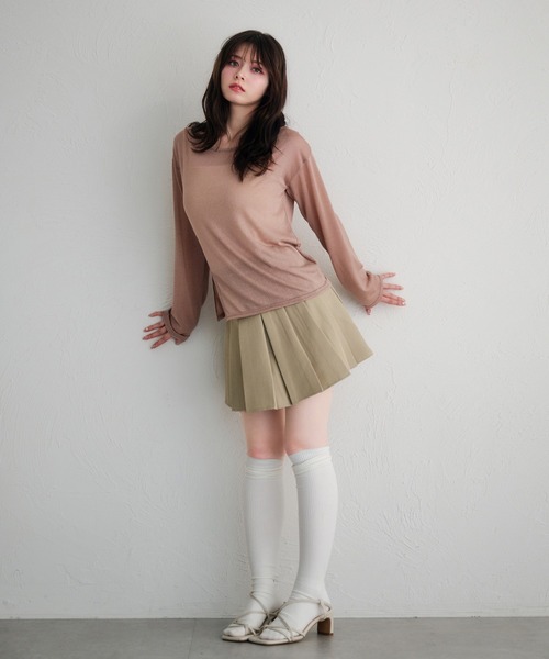 fupel（フぺル）の「2way lame sheer ribbon tops / 2wayラメシアーリボントップス（Tシャツ/カットソー・レディース・ブルー/ピンク・FREE）」の14枚目の写真