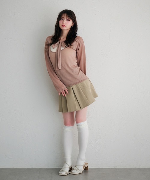 fupel（フぺル）の「2way lame sheer ribbon tops / 2wayラメシアーリボントップス（Tシャツ/カットソー・レディース・ブルー/ピンク・FREE）」の19枚目の写真