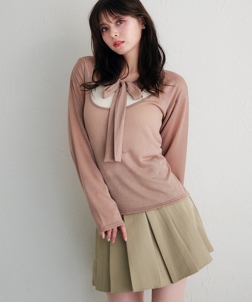 fupel（フぺル）の「2way lame sheer ribbon tops / 2wayラメシアーリボントップス（Tシャツ/カットソー・レディース・ブルー/ピンク・FREE）」の17枚目の写真