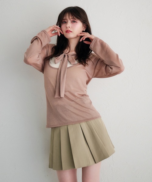fupel（フぺル）の「2way lame sheer ribbon tops / 2wayラメシアーリボントップス（Tシャツ/カットソー・レディース・ブルー/ピンク・FREE）」の18枚目の写真