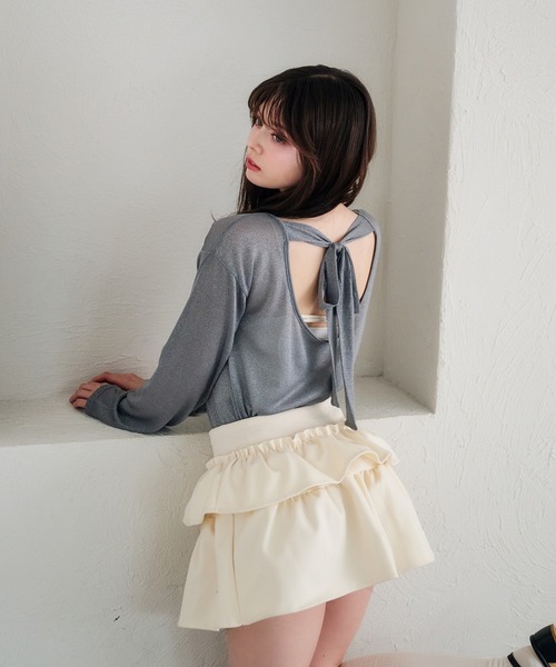 fupel（フぺル）の「2way lame sheer ribbon tops / 2wayラメシアーリボントップス（Tシャツ/カットソー・レディース・ブルー/ピンク・FREE）」の20枚目の写真