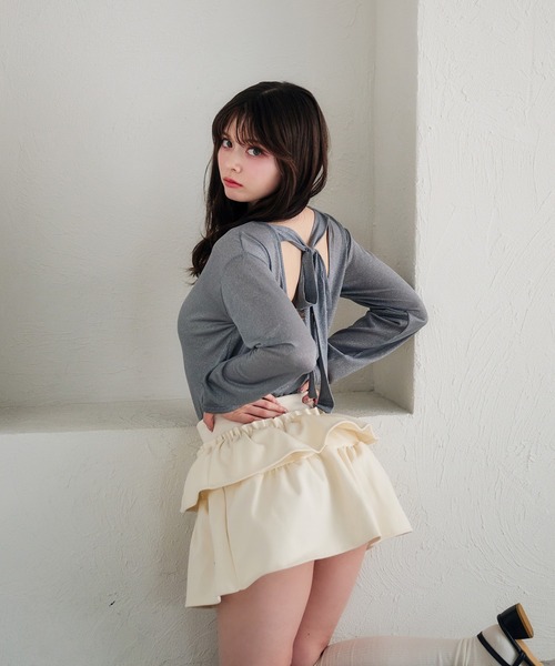 fupel（フぺル）の「2way lame sheer ribbon tops / 2wayラメシアーリボントップス（Tシャツ/カットソー・レディース・ブルー/ピンク・FREE）」の21枚目の写真