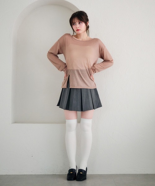 fupel（フぺル）の「2way lame sheer ribbon tops / 2wayラメシアーリボントップス（Tシャツ/カットソー・レディース・ブルー/ピンク・FREE）」の7枚目の写真
