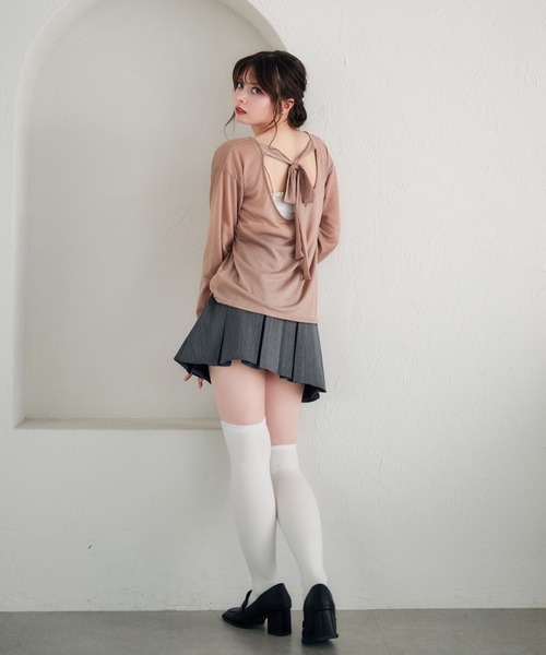 fupel（フぺル）の「2way lame sheer ribbon tops / 2wayラメシアーリボントップス（Tシャツ/カットソー・レディース・ブルー/ピンク・FREE）」の8枚目の写真