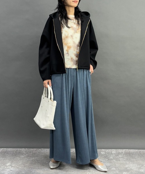 NICOLE white（ニコルホワイト）の「ランダムリブワイドパンツ（その他パンツ・レディース・ブラック/サックスブルー/カーキ/グリーン/レッド・FREE）」の13枚目の写真