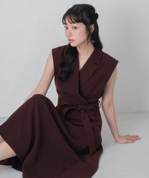 MISCH MASCH（ミッシュマッシュ）の「新色追加 ZOZO限定 テーラードカラーフレアワンピース（ワンピース・レディース・ネイビー/アイボリー/ブラウン・ﾌﾘ-）」の19枚目の写真