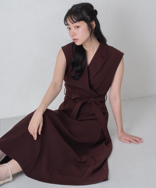 MISCH MASCH（ミッシュマッシュ）の「新色追加 ZOZO限定 テーラードカラーフレアワンピース（ワンピース・レディース・ネイビー/アイボリー/ブラウン・ﾌﾘ-）」の21枚目の写真