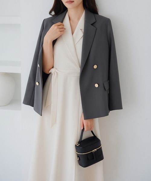 MISCH MASCH（ミッシュマッシュ）の「新色追加 ZOZO限定 テーラードカラーフレアワンピース（ワンピース・レディース・ネイビー/アイボリー/ブラウン・ﾌﾘ-）」の15枚目の写真