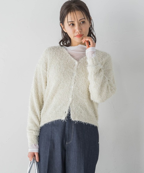 LAUTREAMONT(ロートレアモン)の「フェザーニットカーディガン≪手洗い可能≫(カーディガン/ボレロ・レディース・オフホワイト/ブラック・9号)」の2枚目の写真