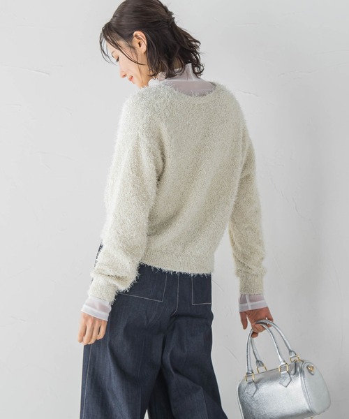 LAUTREAMONT(ロートレアモン)の「フェザーニットカーディガン≪手洗い可能≫(カーディガン/ボレロ・レディース・オフホワイト/ブラック・9号)」の3枚目の写真