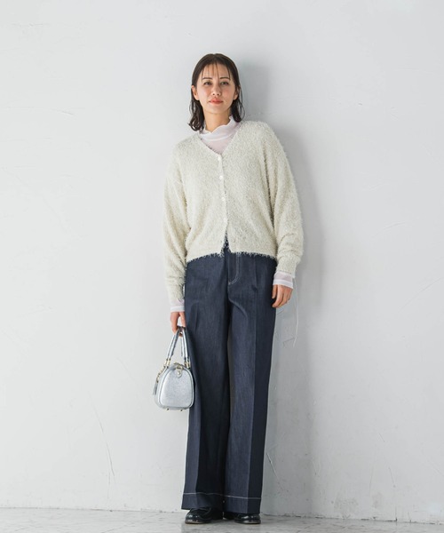 LAUTREAMONT(ロートレアモン)の「フェザーニットカーディガン≪手洗い可能≫(カーディガン/ボレロ・レディース・オフホワイト/ブラック・9号)」の9枚目の写真