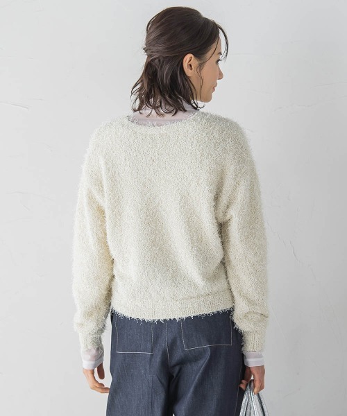 LAUTREAMONT(ロートレアモン)の「フェザーニットカーディガン≪手洗い可能≫(カーディガン/ボレロ・レディース・オフホワイト/ブラック・9号)」の4枚目の写真