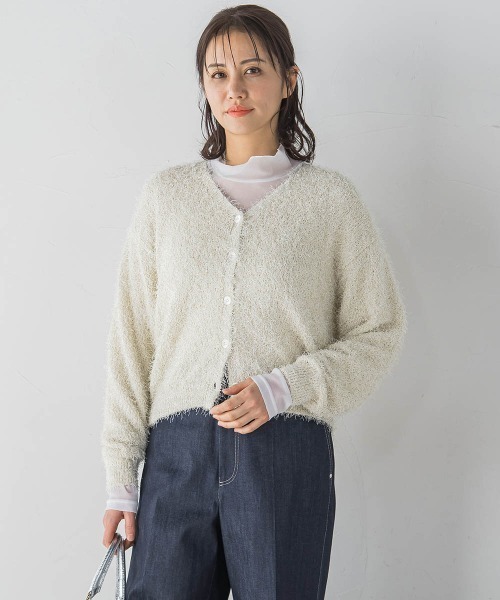 LAUTREAMONT(ロートレアモン)の「フェザーニットカーディガン≪手洗い可能≫(カーディガン/ボレロ・レディース・オフホワイト/ブラック・9号)」の5枚目の写真