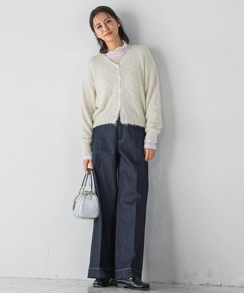 LAUTREAMONT(ロートレアモン)の「フェザーニットカーディガン≪手洗い可能≫(カーディガン/ボレロ・レディース・オフホワイト/ブラック・9号)」の10枚目の写真