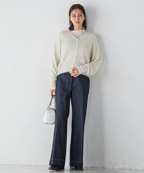 LAUTREAMONT(ロートレアモン)の「フェザーニットカーディガン≪手洗い可能≫(カーディガン/ボレロ・レディース・オフホワイト/ブラック・9号)」の11枚目の写真