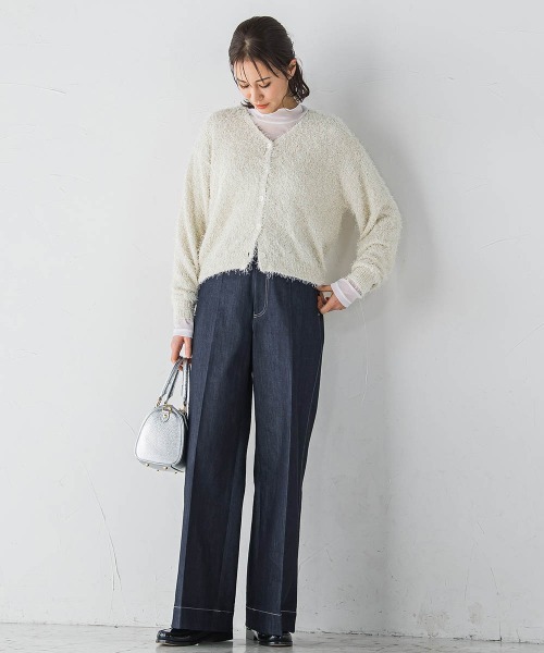 LAUTREAMONT(ロートレアモン)の「フェザーニットカーディガン≪手洗い可能≫(カーディガン/ボレロ・レディース・オフホワイト/ブラック・9号)」の12枚目の写真